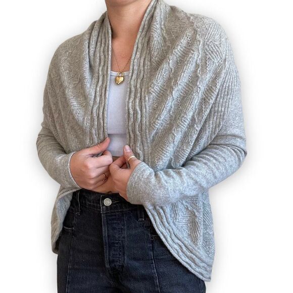 Womens 100% Cashmere Gray Soft Lightweight Cardigan Shrug Sz S - Picture 4 of 8